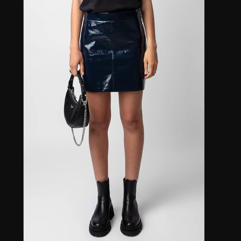 Zadig&voltaire Women's Marine Jinette Vinyl Leather Mini Skirt In Blue